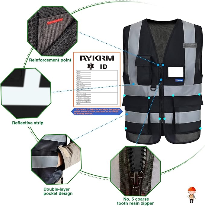 A-SAFETY High Visibility Reflective Safety Vest Customize Logo (XS-8XL)