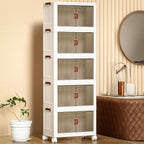 4 Tier Plastic Stackable Storage Bins and Boxes Organizer, Foldable Containers, Stackable Closet Organizers, Collapsible Boxes, White (4 Tier, 23.6″)