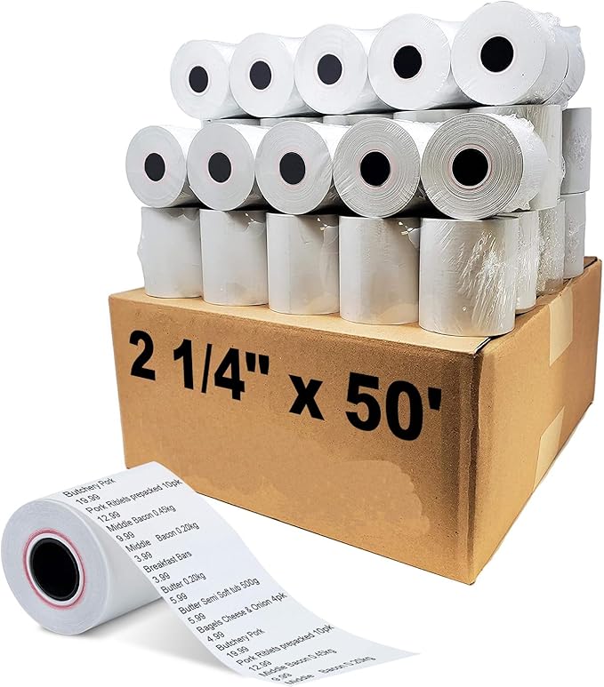 MFLABEL 2 1/4" x 50' Thermal Papers Cash Register POS Receipt Paper - 1000 Rolls