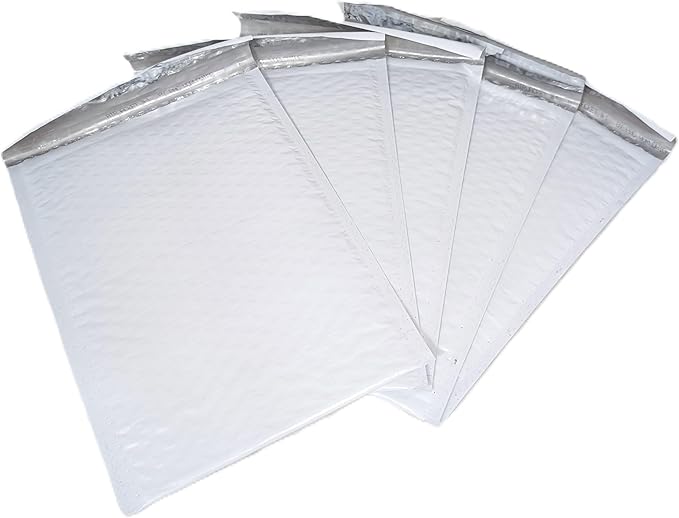 200-Pack 7.25x11.25" White Poly Bubble Mailers, Padded Shipping #1 Envelopes Self Seal Tear Resistant Lightweight Mailing Bags for Small Business, Books, DVDs, Gifts