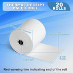 3 1/8 x 230ft Thermal Paper 20 Rolls - 80mm Receipt Cash Register Paper, Fits Credit Card POS Square Terminal Printer - Fits Star Micronics TSP100 TSP143 Epson