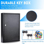 UMEKEN Metal Valet Key Cabinet - 100 Position Car Key Lock Box with Key Tags, Vehicle Organizer Safe Storage Locker, Black, 14.96" x 3.15" x 21.65"