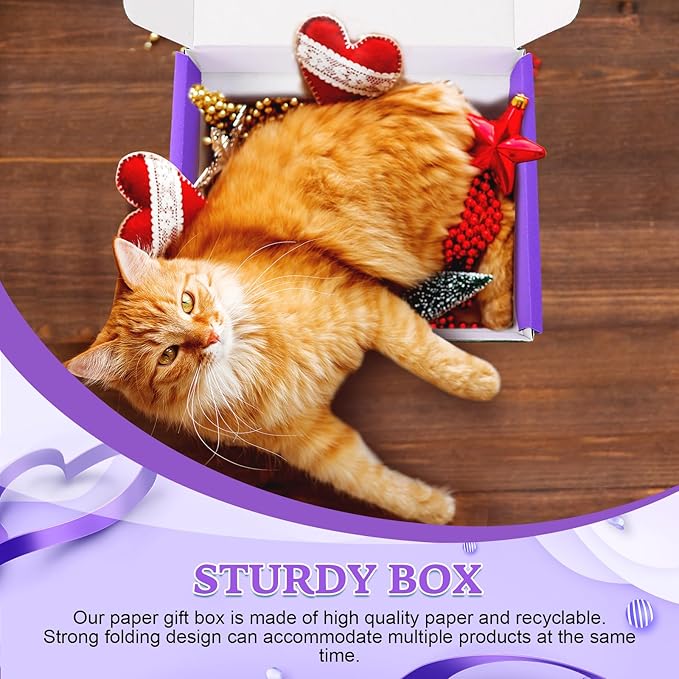 Spakon 50 Packs Shipping Boxes Cardboard Corrugated Mailer Packaging Boxes for Small Business Cute Small Box Cardboard Carton Box Mailers for Packaging Product(Purple,9 x 6 x 2.36 Inches)