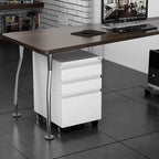3 Drawer File Cabinet with Wheels, Metal Filing Cabinet with Lock, Office Rolling File Cabinets for A4/Legal/Letter Size, Assembly Required, White