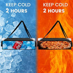 Insulated Pizza Delivery Bag with 4 Cup Holders, 24" x 6" Pizza Warmer Bag for Hot Pizza/Drinks, Pizza Carrier for Events, Large Food Delivery Carrier for Transport/Shopping/Catering, Black