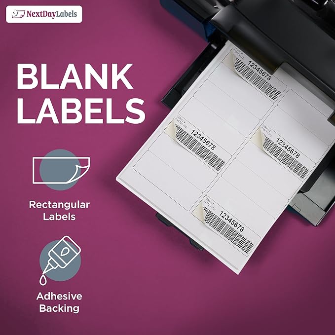 NextDayLabels – 4" x 1-1/3" Rectangular Sticker Labels for Printer - White Laser/Inkjet Printer Labels Return Address Labels Shipping Label Stickers (1000 Sheets, 14 Per Sheet, 14000 Labels)