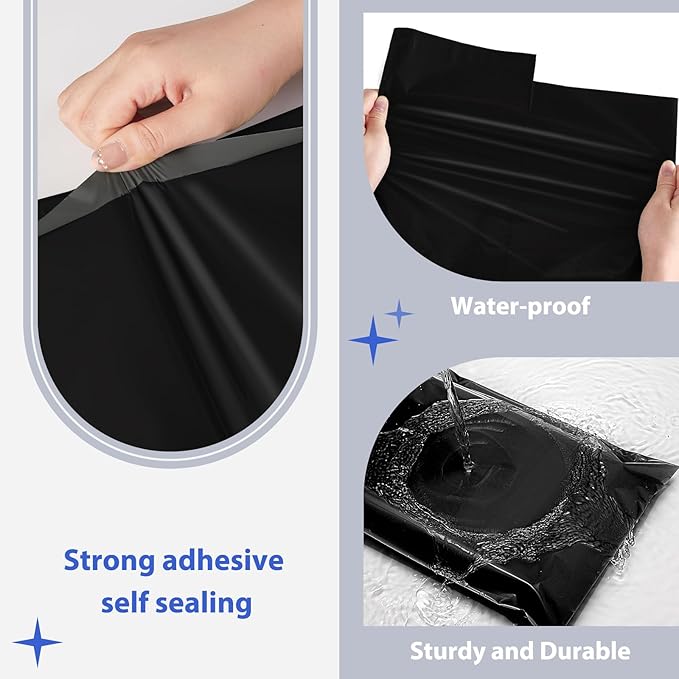 Fuxury Poly Mailers 25 Pcs 17.7 X 22", XL Shipping Bags for Clothing, Strong Adhesive Shipping Mailing Envelopes,Large Self-Sealing Polymailer for Small Business Black #10