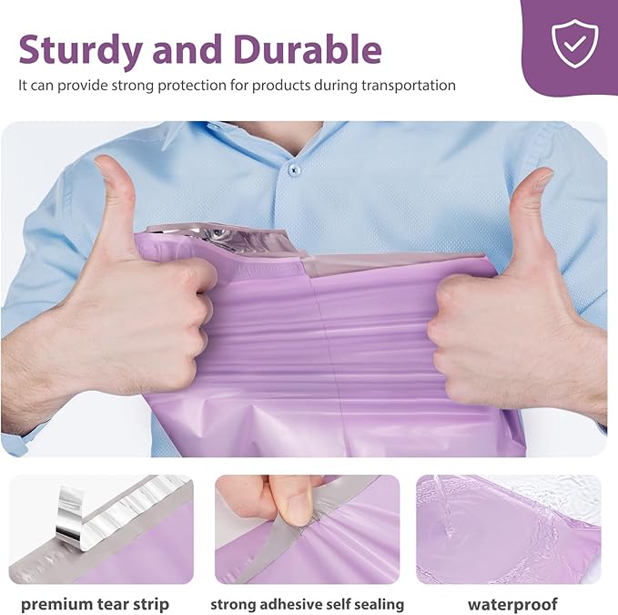 Fuxury Poly Mailers 14.5x19 Inch 1000 Pack, Bulk Shipping Bags for Clothing, Strong Adhesive Shipping Envelopes for Small Business Suppliers,Waterproof Mailers Poly Bags Mailing Envelopes Light Purple