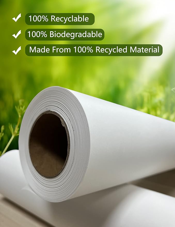 Kraft Paper Roll 12" x 98ft, White Craft Paper 80GMS for Gift Package/Bouquet Flower Wrapping/Kids Arts Drawing/Bulletin Board/DIY/Box Moving Filler/Shipping Supplies/Table Cover, Unwaxed & Uncoated