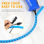 Spiral Cable Wrap, 16.4ft, 33ft Wire Protection Sleeve Cover Cable Organizer Pipe Flexible Spiral Wrap Winding Tube Prevent Cat from Chewing Cables (Blue, 8mm (5/16")-33ft)