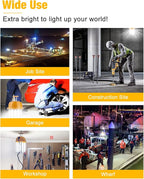 LED Temporary Work Light 60W, LED Construction Lights 7,200lm 5000K Daylight, Stainless Steel Guard Portable Hanging Work Lighting Workshop Jobsite Light Outdoor