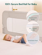 BABELIO Bed Rail for Toddlers, 59" Wide Swing Down & Adjustable Height Toddler Bed Rails for Kids/Elderly/Adults, Baby Side Railing for Twin/Full/Queen/King Size