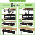 KEEGH Large 36" Under Desk Cable Management Tray - Under Desk Cord Organizer - Clamp/Screw Mount - Support Upto 70lbs - Fabric Wire Management - Gaming/PC Cable Raceways - Cord Hiders for Office/Home