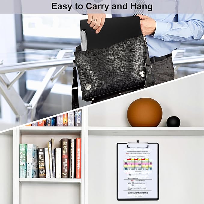 ZCZN Metal Clipboards, 6 Pack Heavy Duty Aluminum Clipboards 12 x 9 Inches, A4 Letter Sizer Document Holder with Low Profile Clip, Suitable for School, Office, Jobsite or Medical Staff, Black
