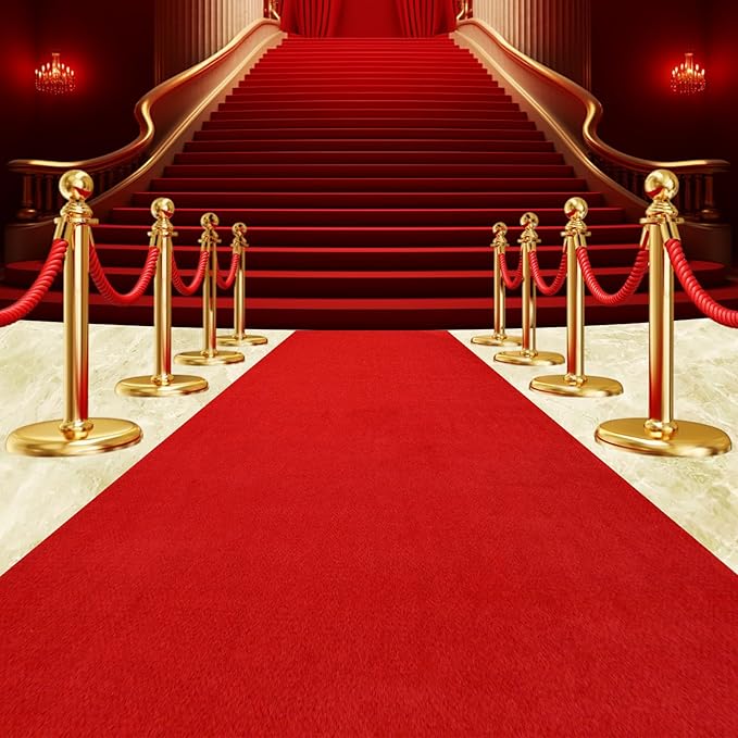 450 GSM Extra Thick Waterproof Red Carpet Runner for Events Decorations, 3X10 Ft Not Slip Red Runner Aisle Runway Rug for Wedding, Party, Banquet, Activity Entrance and Special Events Decorations