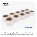IDL Packaging - F-31-12 3" x 1000' Hand Bundling Stretch Film with Reusable Handle, Clear (Pack of 12)
