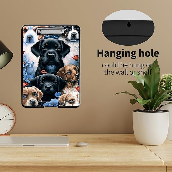 A4 Clipboards,Heavy Duty Waterproof Nursing Plastic Folder Clipboard with Storage Clip Boards,File Folder Storage Box Clipboard Case for Teacher,Doctor,Offices,Lovely Dog