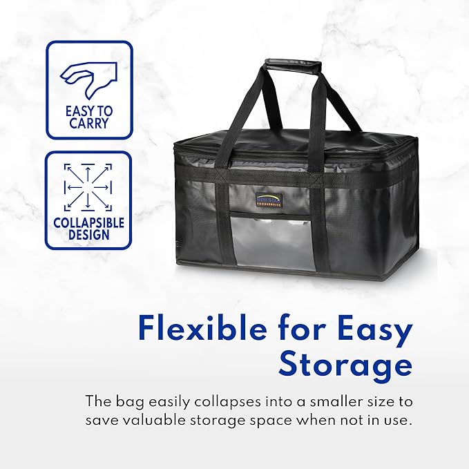 New Star Foodservice 1028683 Commercial Quality Insulated Food Delivery Bag Half-Size,(12" W x 11.5" H x 9.5" D)