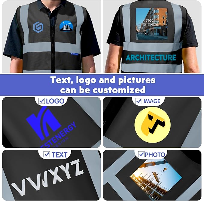 BeautyWill 10/20 Pack Custom Logo Safety Vest,Bulk High Visibility Class 2 Reflective Work Vests