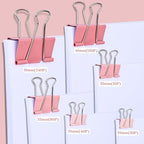 Temiary Aesthetic Binder Clips, 12 Pcs 2 Inches Small Metal Binder Clip with Clear Storage Container, Binding Paperwork Clamps for School Teachers Office Supplies (Pink)