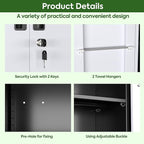 Broom Closet Storage Cabinet with Wheels and Pegboard,Metal Garage Storage Cabinet with Doors and Adjustable Shelves for Garage Home Office,Required Assembly,Black and White