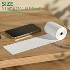 (5 Rolls) 3 1/8" x 230' Thermal Receipt Rolls, Cash Register POS Thermal Paper Rolls, Credit Card Paper Rolls Thermal 3 1/8 in x 230 ft.