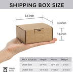 Small Shipping Boxes 3.5x3.3x1.6 Inches, 25-Pack Brown Corrugated Cardboard Gift Boxes for Mailing, Packaging & Storage
