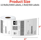 All Purpose Direct Thermal Perforated Postage Shipping Labels - 4x6 Roll, 5400 Labels for Rollo, Zebra, MUNBYN and Polono Thermal Printers (NOT for DYMO)