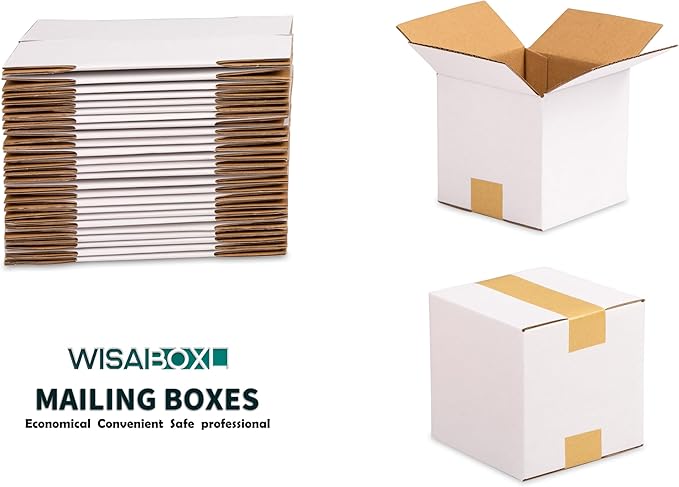 5x5x5 inch White Shipping Boxes, Corrugated Cardboard Small Boxes for Business Mailing, Packing, Moving, Storage, 30 Pack