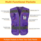 TCCFCCT Safety Vest for Men Women 9 Pockets High Visibility Reflective Safety Vest, Hi Vis Construction Vest with Reinforced Sewing, Durable to Use, Meets ANSI/ISEA Standards, (Purple, X-Large)
