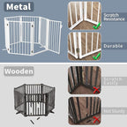 Metal Freestanding Dog Gates with Door for Outdoor Indoor,40'' Extra Wide 32'' Tall Free Standing Dog Gate for Doorways,Large Openings,Deck,Yard,Porch,Foldable Safety Pet Fence(White,2 Panels)