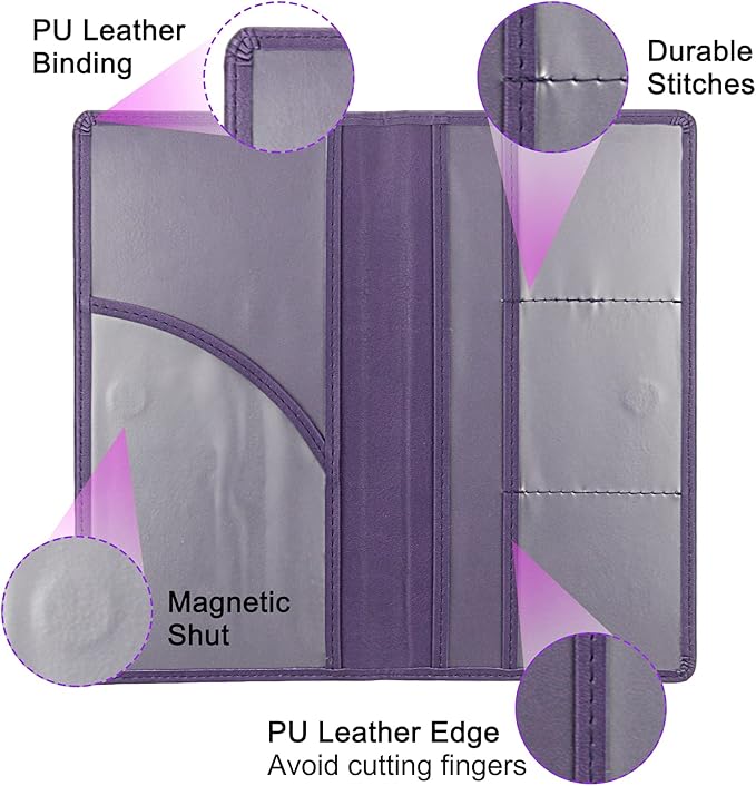 Premium Car Registration & Insurance Card Holder with Magnetic Shut, Vehicle Glove Box Car Organizer - For Documents, Cards, License (Purple)