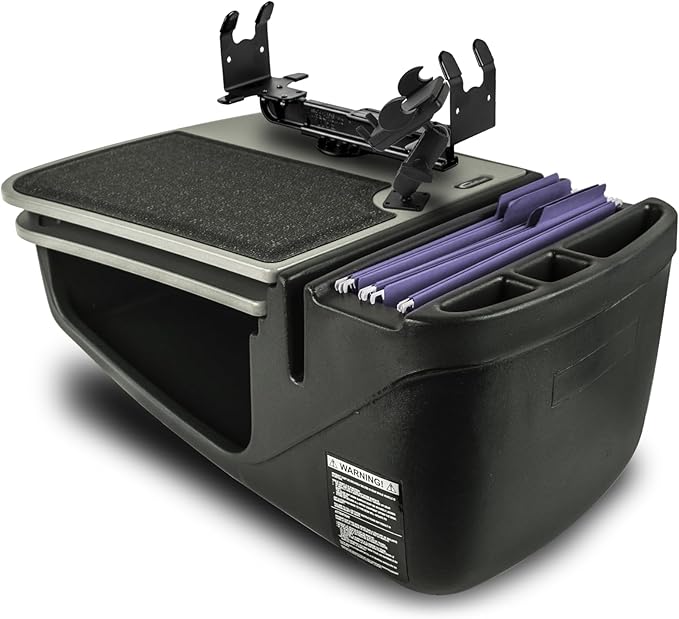 AutoExec AE-GMCD-PM-PS-GT GripMaster Car Desk for Your Vehicle Workstation and Mobile Office, Grey with Phone Mount and Printer Stand