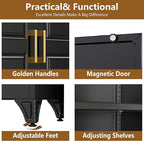 Kitchen Pantry Cabinet, 90" Tall Cabinet with Three Drawers, Metal Food Pantry Cabinet and Shelves, Freestanding Cupboards for Dining, Living Room, Black,16" D x 32" W x 90" H, Assembly Required