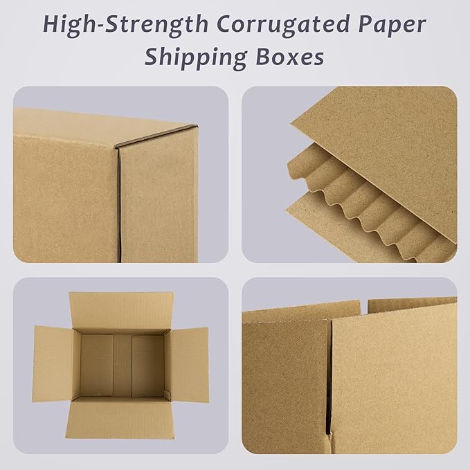 Frametory 8x6x4 Pack of 28 Corrugated Cardboard Packing Shipping Mailing Moving Carton Boxes, Brown
