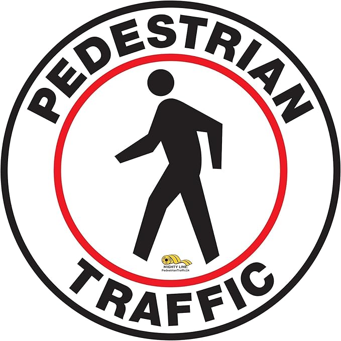 Mighty Line Pedestrian Traffic Crossing Walkway Floor Sign for Safety, Caution, Warning, Heavy-Duty, Peel and Stick, Adhesive, Industrial Quality, 24"
