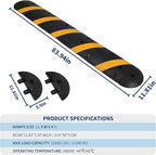 2 Pack 6FT Speed Bumps for Road, Heavy Duty 25,000 Lbs Capacity Traffic Rubber Speed Humps with 2 Channel Floor Cord Cover for Asphalt Concrete Gravel Driveway Road Cable Protector Ramp