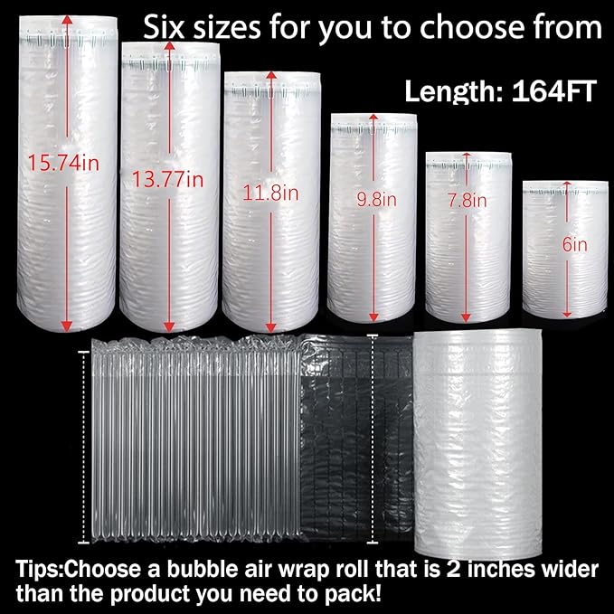 Inflatable Bubble Wrap, 15.74inch*164ft Air Pillows For Shipping Air Bubble Wrap Bubble Cushioning Wrap for Packaging Moving (15.74inch*164ft)