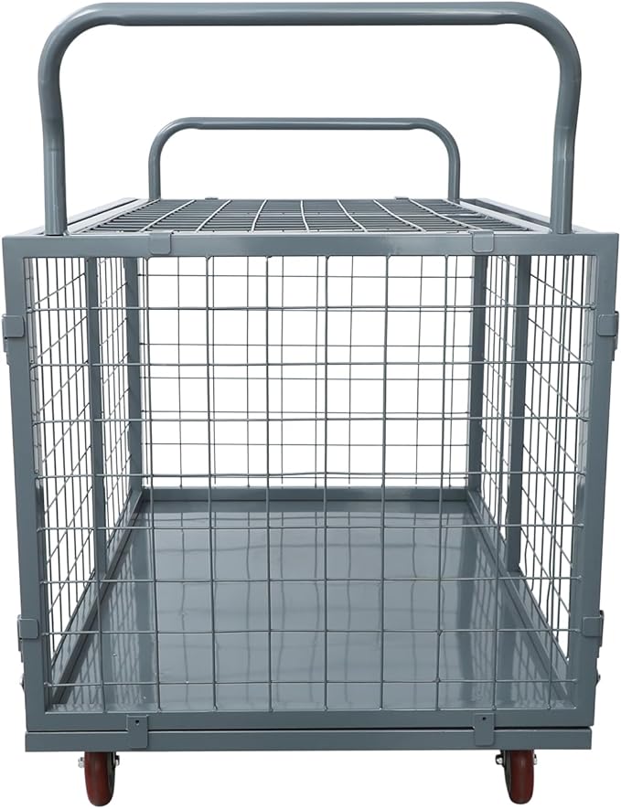 Platform Truck Cart with Cage 2200 lbs, 5-in-1 Folding Hand Truck with Wheels, Convertible Warehouse Cart for Utility, Moving - Heavy Duty Flatbed Carts for Grocery, Laundry, Shelving, Pantry, Grey