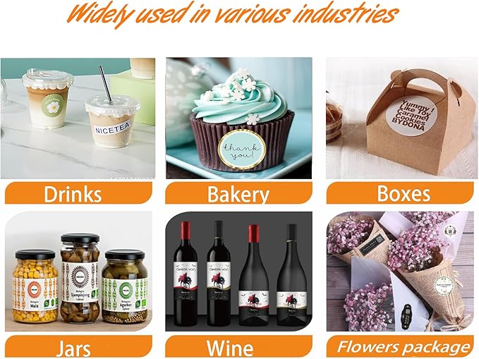 200PCS Custom Stickers Round Labels Personalized Sticker Paper, Vinyl, Clear PVC, Small Business Package Favor
