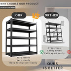 2 Pack Garage Shelving Heavy Duty Storage Shelves 3000LBS Adjustable Garage Shelves 5 Tier Metal Shelving Unit Utility Rack Shelf for Storage Kitchen Warehouse Pantry, 72 "H x 45.7 "W x 19.7" D