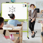 Rolling Whiteboard, 48x32 Inches Mobile Whiteboard on Wheels, Magnetic Dry Erase Board with Stand, Standing White Board for Office, School, Home, Large Double Sided White Board with Paper Pad
