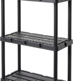 Gracious Living 3 Pack Light Duty Storage Shelves, Knect-A-Shelf 4-Shelf Ventilated Shelving Rack Organizer for Home, Garage, Basement & Laundry, Black