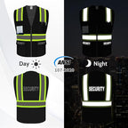 Security Vest for Security Guard, Hi Vis Mesh Vest with Pockets, High Visibility Safety Vest with Reflective Strips, ANSI Compliant, Black, M