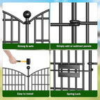 No Dig Decorative Garden Fence 4 Panels with Gate, 48 in (H) x 10.4 ft (L), Dog Fence Outdoor for Yard，Rustproof Metal Animal Barrier Ground Stakes Fencing for Garden, Patio, Flower Bed