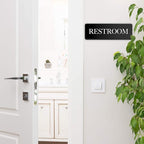 ASSURED SIGNS Restroom Sign - Ideal Bathroom Signs for the Office, Business or Home - 10 Pack - 9" by 3" - Apply to Door or Wall - Nice Bathroom Decor - Strong Double-Sided Adhesives