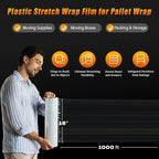 18 inch Stretch Film Shrink Wrap for Moving Supplies, 4 Pack Industrial Strength Stretch Plastic Wrap Roll for Pallet Wrapping Shipping Moving Boxes Storage Furniture,1000ft, Clear