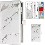 TOURSUIT Car Registration and Insurance Card Holder, Vehicle License Document Glove Box Compartment Organizer, Interior Car Accessories for Women Men Teens (Marble Grey)