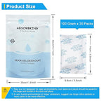 Moisture Absorbers – 100 Gram 36 Packs Silica Gel Packets, Desiccant Packs for Storage, Food Safe Desiccant for Foods, 3D Filaments, Electronics, Tools, Safes