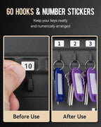 Uniclife 60 Position Key Cabinet with Key Lock Wall Mounted Black Security Storage Box Steel Key Organizer with Colorful Key Tag Labels Stickers and Hooks